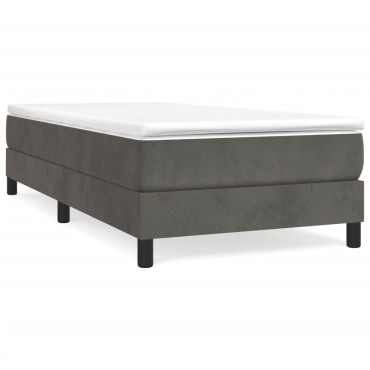 vidaXL Κρεβάτι Boxspring με Στρώμα Σκούρο Γκρι 90x200 εκ. Βελούδινο