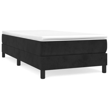 vidaXL Κρεβάτι Boxspring με Στρώμα Μαύρο 90x200cm Βελούδινο 1 τεμ. - Μονό