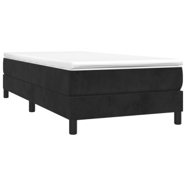 vidaXL Κρεβάτι Boxspring με Στρώμα Μαύρο 90x200cm Βελούδινο 1 τεμ. - Μονό