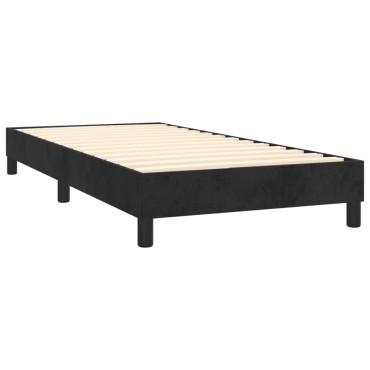 vidaXL Κρεβάτι Boxspring με Στρώμα Μαύρο 90x200cm Βελούδινο 1 τεμ. - Μονό