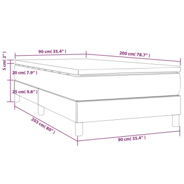 vidaXL Κρεβάτι Boxspring με Στρώμα Μαύρο 90x200cm Βελούδινο 1 τεμ. - Μονό