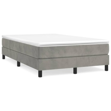 vidaXL Κρεβάτι Boxspring με Στρώμα Ανοιχτό Γκρι 120x200 εκ. Βελούδινο