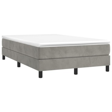 vidaXL Κρεβάτι Boxspring με Στρώμα Ανοιχτό Γκρι 120x200 εκ. Βελούδινο