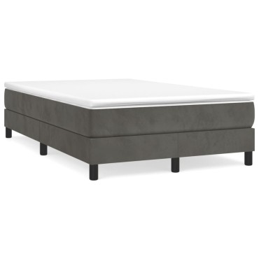 vidaXL Κρεβάτι Boxspring με Στρώμα Σκούρο Γκρι 120x200cm Βελούδινο 1 τεμ. - Μονό