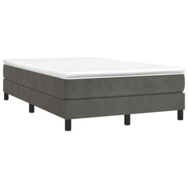 vidaXL Κρεβάτι Boxspring με Στρώμα Σκούρο Γκρι 120x200cm Βελούδινο 1 τεμ. - Μονό