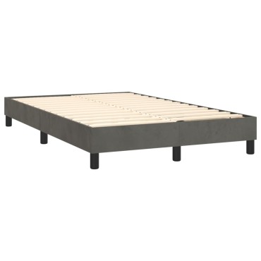 vidaXL Κρεβάτι Boxspring με Στρώμα Σκούρο Γκρι 120x200cm Βελούδινο 1 τεμ. - Μονό