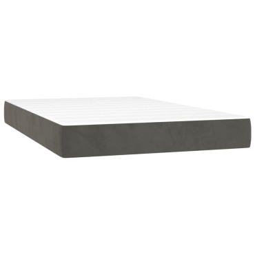 vidaXL Κρεβάτι Boxspring με Στρώμα Σκούρο Γκρι 120x200cm Βελούδινο 1 τεμ. - Μονό