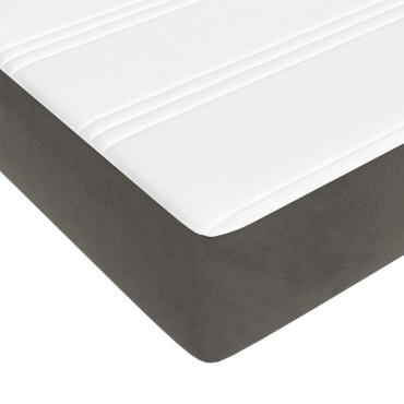 vidaXL Κρεβάτι Boxspring με Στρώμα Σκούρο Γκρι 120x200cm Βελούδινο 1 τεμ. - Μονό