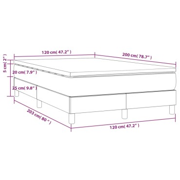 vidaXL Κρεβάτι Boxspring με Στρώμα Σκούρο Γκρι 120x200cm Βελούδινο 1 τεμ. - Μονό