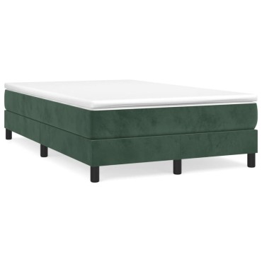 vidaXL Κρεβάτι Boxspring με Στρώμα Σκούρο Πράσινο 120x200εκ. Βελούδινο