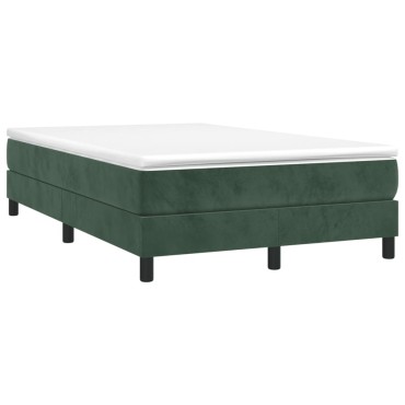 vidaXL Κρεβάτι Boxspring με Στρώμα Σκούρο Πράσινο 120x200εκ. Βελούδινο