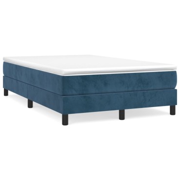 vidaXL Κρεβάτι Boxspring με Στρώμα Σκούρο Μπλε 120x200 εκ. Βελούδινο