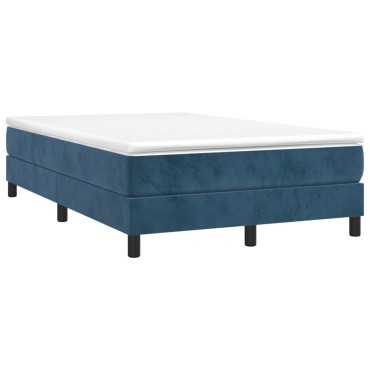 vidaXL Κρεβάτι Boxspring με Στρώμα Σκούρο Μπλε 120x200 εκ. Βελούδινο
