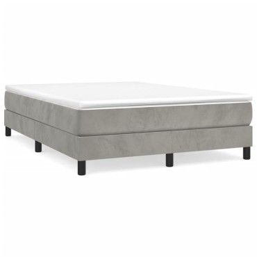 vidaXL Κρεβάτι Boxspring με Στρώμα Ανοιχτό Γκρι 140x200 εκ. Βελούδινο