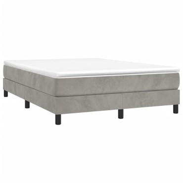 vidaXL Κρεβάτι Boxspring με Στρώμα Ανοιχτό Γκρι 140x200 εκ. Βελούδινο