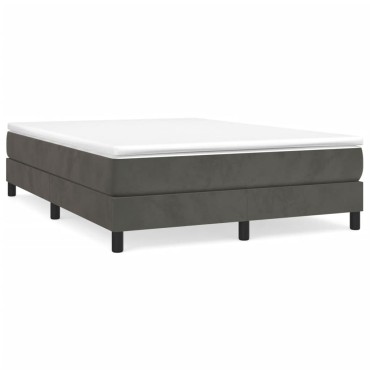 vidaXL Κρεβάτι Boxspring με Στρώμα Σκούρο Γκρι 140x200 εκ. Βελούδινο