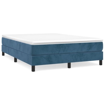 vidaXL Κρεβάτι Boxspring με Στρώμα Σκούρο Μπλε 140x200 εκ. Βελούδινο