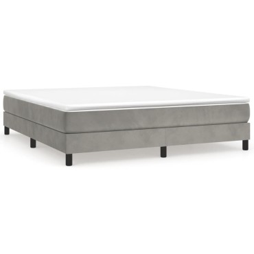 vidaXL Κρεβάτι Boxspring με Στρώμα Ανοιχτό Γκρι 160x200cm Βελούδινο 1 τεμ. - Διπλό