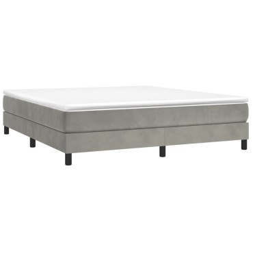 vidaXL Κρεβάτι Boxspring με Στρώμα Ανοιχτό Γκρι 160x200cm Βελούδινο 1 τεμ. - Διπλό