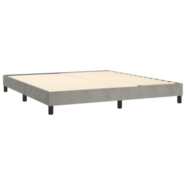 vidaXL Κρεβάτι Boxspring με Στρώμα Ανοιχτό Γκρι 160x200cm Βελούδινο 1 τεμ. - Διπλό