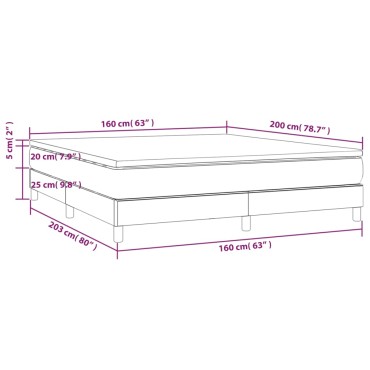 vidaXL Κρεβάτι Boxspring με Στρώμα Ανοιχτό Γκρι 160x200cm Βελούδινο 1 τεμ. - Διπλό