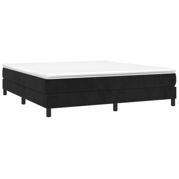 vidaXL Κρεβάτι Boxspring με Στρώμα Μαύρο 180x200cm Βελούδινο 1 τεμ. - Διπλό