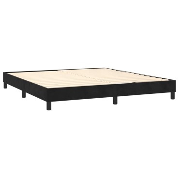 vidaXL Κρεβάτι Boxspring με Στρώμα Μαύρο 180x200cm Βελούδινο 1 τεμ. - Διπλό