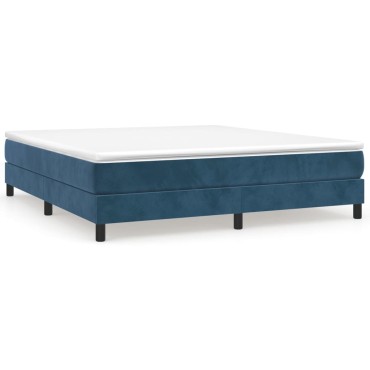 vidaXL Κρεβάτι Boxspring με Στρώμα Σκούρο Μπλε 180x200 εκ. Βελούδινο
