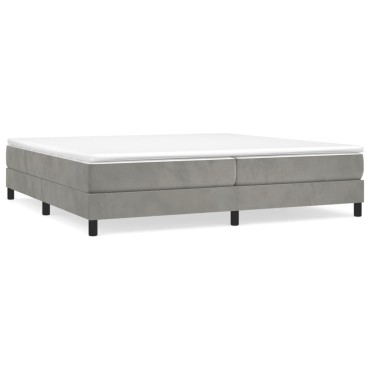 vidaXL Κρεβάτι Boxspring με Στρώμα Ανοιχτό Γκρι 200x200 εκ. Βελούδινο
