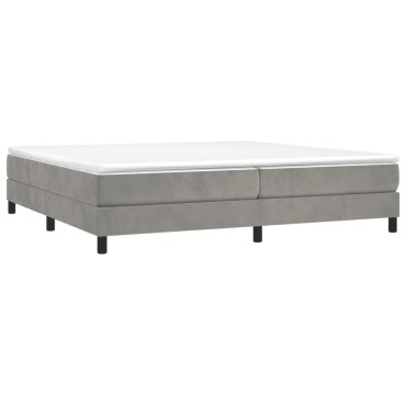 vidaXL Κρεβάτι Boxspring με Στρώμα Ανοιχτό Γκρι 200x200 εκ. Βελούδινο