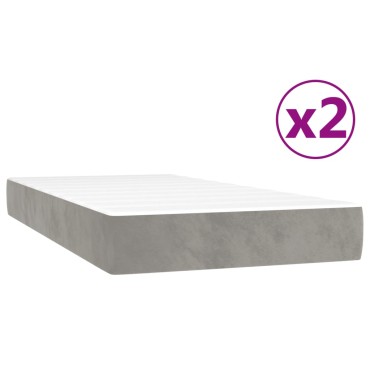 vidaXL Κρεβάτι Boxspring με Στρώμα Ανοιχτό Γκρι 200x200 εκ. Βελούδινο