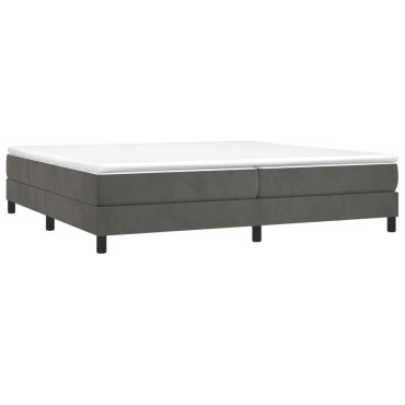 vidaXL Κρεβάτι Boxspring με Στρώμα Σκούρο Γκρι 200x200 εκ. Βελούδινο
