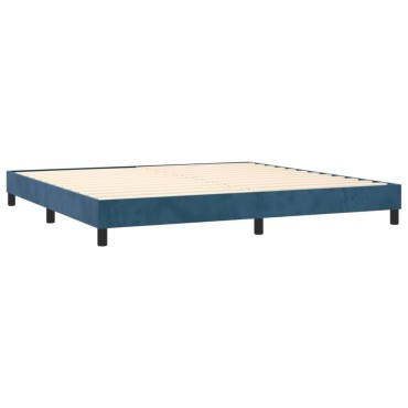 vidaXL Κρεβάτι Boxspring με Στρώμα Σκούρο Μπλε 200x200 εκ. Βελούδινο