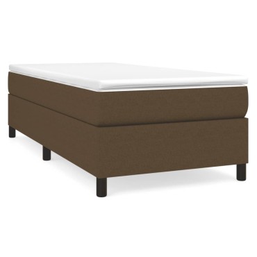 vidaXL Κρεβάτι Boxspring με Στρώμα Σκούρο Καφέ 90x190 εκ. Υφασμάτινο