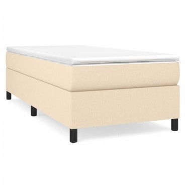vidaXL Κρεβάτι Boxspring με Στρώμα Κρεμ 90x190 εκ.Υφασμάτινο