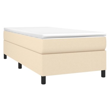 vidaXL Κρεβάτι Boxspring με Στρώμα Κρεμ 90x190 εκ.Υφασμάτινο