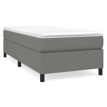 vidaXL Κρεβάτι Boxspring με Στρώμα Σκούρο Γκρι 90x200 εκ. Υφασμάτινο