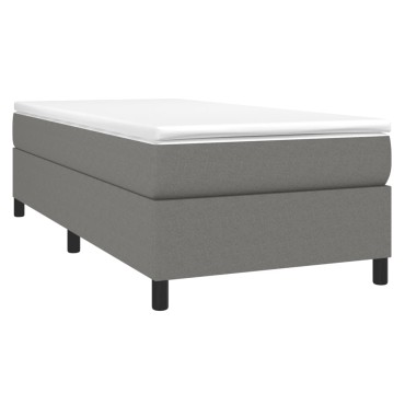 vidaXL Κρεβάτι Boxspring με Στρώμα Σκούρο Γκρι 90x200 εκ. Υφασμάτινο