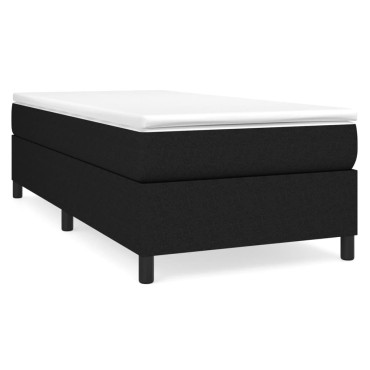 vidaXL Κρεβάτι Boxspring με Στρώμα Μαύρο 90x200 εκ. Υφασμάτινο