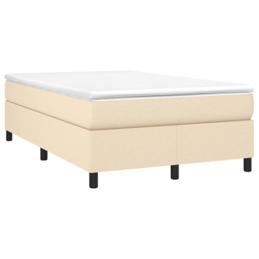 vidaXL Κρεβάτι Boxspring με Στρώμα Κρεμ 120x200 εκ. Υφασμάτινο