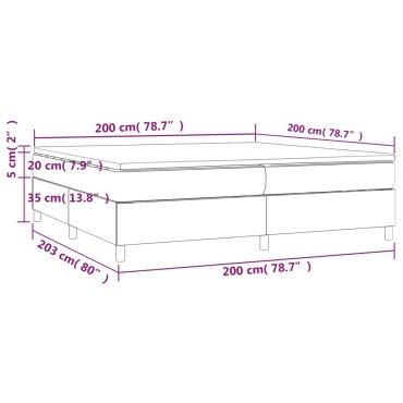 vidaXL Κρεβάτι Boxspring με Στρώμα Σκούρο Γκρι 200x200 εκ. Υφασμάτινο