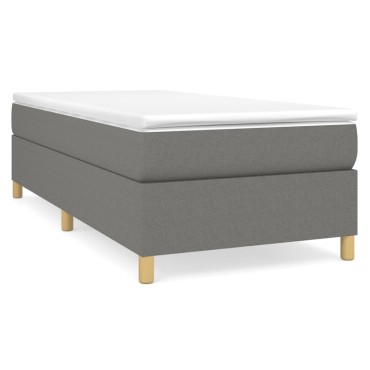 vidaXL Κρεβάτι Boxspring με Στρώμα Σκούρο Γκρι 90x200 εκ. Υφασμάτινο