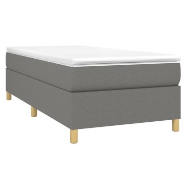 vidaXL Κρεβάτι Boxspring με Στρώμα Σκούρο Γκρι 90x200 εκ. Υφασμάτινο