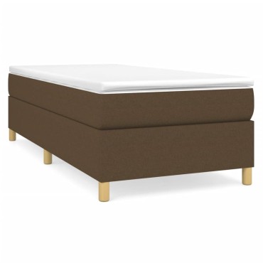 vidaXL Κρεβάτι Boxspring με Στρώμα Σκούρο Καφέ 90x200 εκ. Υφασμάτινο