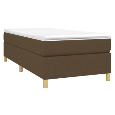 vidaXL Κρεβάτι Boxspring με Στρώμα Σκούρο Καφέ 90x200 εκ. Υφασμάτινο