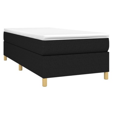 vidaXL Κρεβάτι Boxspring με Στρώμα Μαύρο 100 x 200 εκ. Υφασμάτινο