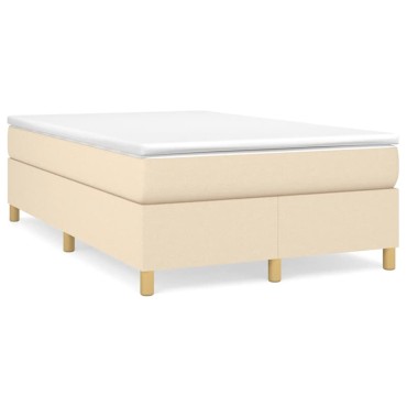 vidaXL Κρεβάτι Boxspring με Στρώμα Κρεμ 120x200cm Υφασμάτινο 1 τεμ. - Μονό