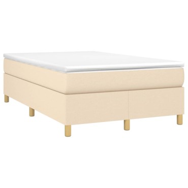 vidaXL Κρεβάτι Boxspring με Στρώμα Κρεμ 120x200cm Υφασμάτινο 1 τεμ. - Μονό