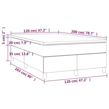 vidaXL Κρεβάτι Boxspring με Στρώμα Κρεμ 120x200cm Υφασμάτινο 1 τεμ. - Μονό