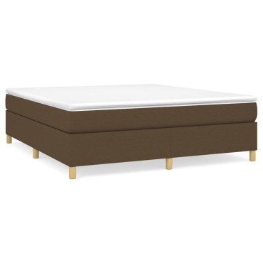 vidaXL Κρεβάτι Boxspring με Στρώμα Σκούρο Καφέ 160x200 εκ Υφασμάτινο